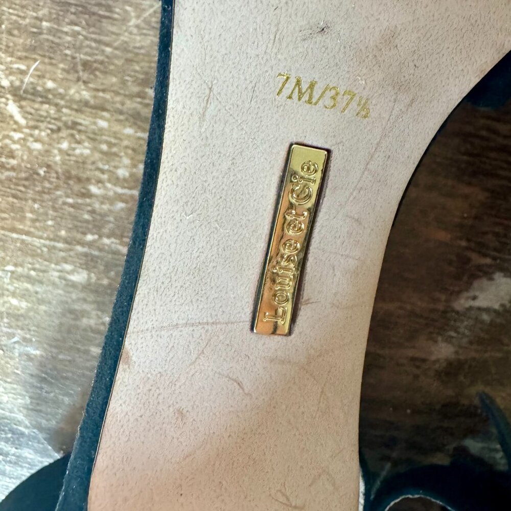 Louise et Cie Kenbeck Black Suede Ankle Bow Heels - Picture 7 of 7
